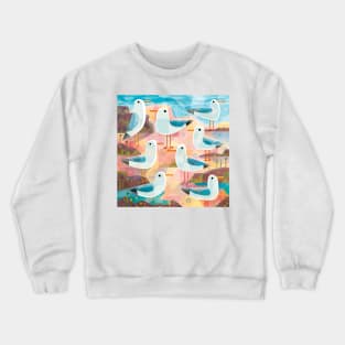 Seagulls on a Sunlit Shore Crewneck Sweatshirt